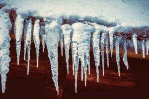 ice forming over the gutter